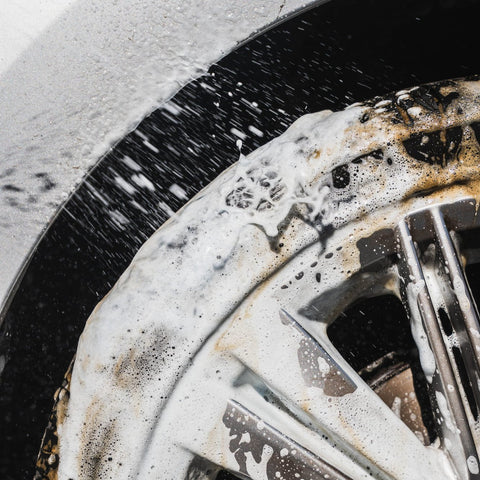 Acidic_Wheel_Cleaner being sprayed on a wheel